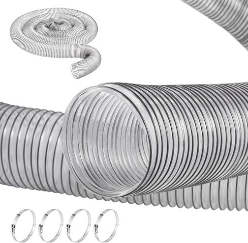 VEVOR Dust Collection Hose, 4'' x 50', Thickened PVC Material Puncture-Resistant Flexible Clear Hose with Carbon Steel Wire Coil 4 x 304 Stainless Clamps, for Table Saw, Band Saw, Planer, Jointer in Saudi Arabia