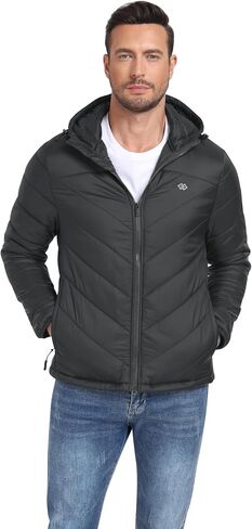 MoFiz Mens Running Hybrid Fleece Jackets Lightweight Puffy Hiking Jacket Winter Thermal Full Zip Hood Insulated Jacket Coat in Saudi Arabia