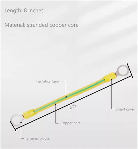 Grounding Pigtail: 12AWG Green Stranded Copper Wire, 8-Inch Length, with 10/32 x 3/8 Green Screw - Quick 5-Second Installation(15 Pack) in Saudi Arabia