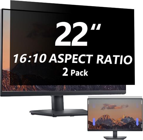 2Pack Computer privacy screen Filter 22 inch,Removable 16:9 Widescreen monitor privacy screen,Anti Glare Blue Light Privacy Shield,support two side use in Saudi Arabia