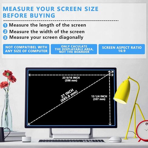 2Pack Computer privacy screen Filter 22 inch,Removable 16:9 Widescreen monitor privacy screen,Anti Glare Blue Light Privacy Shield,support two side use in Saudi Arabia