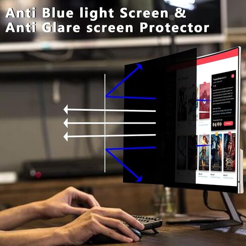 2Pack Computer privacy screen Filter 22 inch,Removable 16:9 Widescreen monitor privacy screen,Anti Glare Blue Light Privacy Shield,support two side use in Saudi Arabia