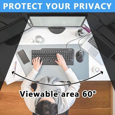 2Pack Computer privacy screen Filter 22 inch,Removable 16:9 Widescreen monitor privacy screen,Anti Glare Blue Light Privacy Shield,support two side use in Saudi Arabia