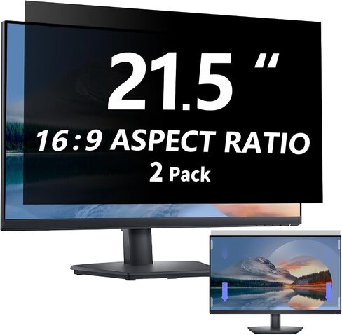 2Pack Computer privacy screen Filter 22 inch,Removable 16:9 Widescreen monitor privacy screen,Anti Glare Blue Light Privacy Shield,support two side use in Saudi Arabia