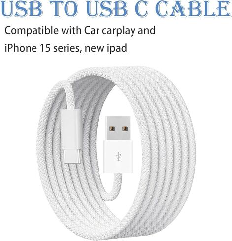 كابل شاحن Apple Carplay بطول 3.3 أقدام + 6 أقدام لهاتف iPhone 15 Pro Plus 15 Pro Max كابل USB إلى USB C لأجهزة MacBook Air/Pro، وiPad Pro 12.9، وAirPods Pro (الجيل الثاني)، وسلك شحن Apple TV 4K عن بعد الثالث in Saudi Arabia