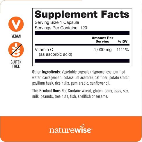 NatureWise Vitamin C 1000mg, Vitamin C Capsules - Dietary Supplement for Immune Support - Vegan, Non-GMO, Gluten Free - 60 Count[2-Month Supply] in Saudi Arabia