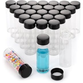 28Pcs 30ml(1oz) Small Glass Vials with Lids Lab Sample Vials Empty Refillable Perfume Travel Mini Glass Bottles with Screw Caps for Essential Oils
