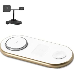 محطة شحن لاسلكية CCSmall 3 في 1 لأجهزة Apple المتعددة، متوافقة مع وسادة شحن لاسلكية للهاتف المغناطيسي المحمول Magsafe لهواتف iPhone/Samsung S Series Apple Watch AirPods أسود (أسود)