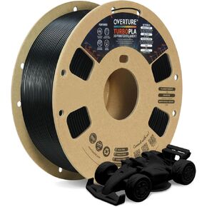 OVERTURE Turbo PLA Filament 1.75mm Rapid PLA Filament High Speed 600mm/s, 1KG Cardboard Spool (2.2lbs), Dimensional Accuracy +/- 0.02mm, Fit Most FDM Printer (Black)