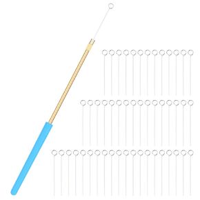 stonylab Inoculating Loops, 1 Reusable Inoculating Holder and 50 pcs Nichrome Inoculating Loops for Lab Microbiology