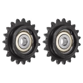 uxcell 2pcs ANSI #35 / DIN(ISO)06C Roller Chain Idler Sprocket 10mm Bore, 3/8" Pitch, Hardened 19 Tooth Tensioner Sprocket, Insert Single Bearing (B Type)