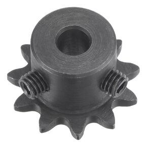 uxcell 11 Tooth Roller Sprocket B Type, #25 Chain, Single Strand 1/4" Pitch, 6mm Bore Black Oxide C45 Carbon Steel with Set Screws for ISO 04C