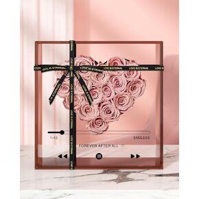 Forever Rose CD Box - Preserved Flowers for Girlfriend Wife on Christmas & Valentines Day - Wedding Anniversary Presents for Her - Birthday Gifts for Women, Mom, Grandma (16pcs) (Pink)