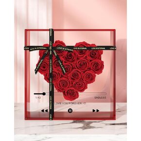 Forever Rose CD Box - Preserved Flowers for Girlfriend Wife on Christmas & Valentines Day - Wedding Anniversary Presents for Her - Birthday Gifts for Women, Mom, Grandma (16pcs) (Pink)