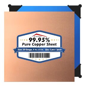 Copper Sheet 99.95% Pure – 24 Gauge 0.5mm Thick, 4 in. X 4 in. Copper Sheets, 2pcs – Copper Sheet Metal with No Scratches – Copper Plate for Crafting, Jewelry Making, Engraving, Electroplating & DIY