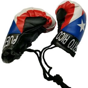 BUNFIREs Puerto Rico Rican Flag Mini Banner Boxing Gloves Rear View Mirror