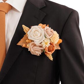 TINGE TIME 1 PCS Groom Boutonniere for Wedding, Luxury Pocket Boutonniere Card Groomsmen Boutonniere Pins for Wedding Ceremony Anniversary, Dinner Party, Prom Flowers and Vintage (Hot Pink)