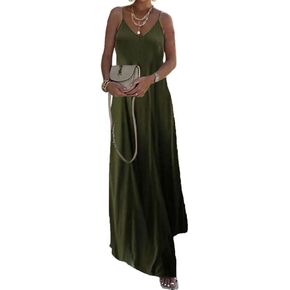 Women's Sexy Spaghetti Strap Backless Maxi Dress Bodycon Summer Party Cocktail Formal Halter Long Dress Party
