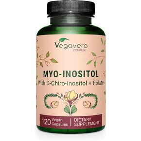 Myo-Inositol & D-Chiro Inositol | Hormone Balance & Ovarian Support | with Folate, Resveratrol, CoQ10 | 40:1 Ratio | Lab-Tested | 120 Caps | Vegan