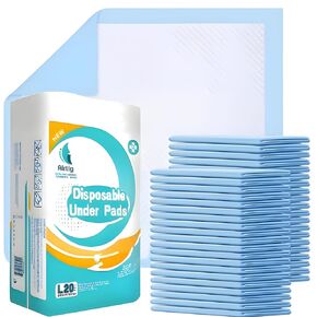 Disposable Underpads 24'' X 36'' 6 Layers Medical-Grade Incontinence Bed Pads Chux Soft Quick Dry Leak-Proof Super Absorbent for Bed Covers Adults Elderly and Babies (20 Count)
