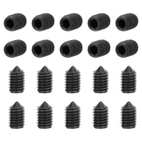 uxcell 20Pcs Set Screws M8x20mm Carbon Steel Cone Point Hex Socket Grub Screws for Machinery, Home Repairs, and Fixtures Black