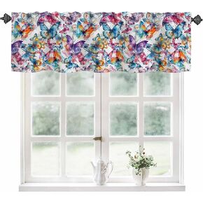 Valance Curtains for Windows,Lemon and Flowers Semi Sheer Curtain Valance,Tropical Fruits Botanical Leaves Window Valance Curtains,Short Rod Pocket Window Treatment for Kitchen Living Room 42"x12"
