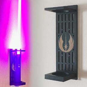 Lightsaber Wall Mount with Pattern, Wooden Lightsaber Stand for Lightsaber Display, Vertical Lightsaber Wall Mount Holder for Most Lightsaber Displays, Gift for Lightsaber Collectors (03) in Kuwait