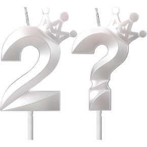 Thirties Birthday Candles for Cake - Number 3 & ? Crown Candles Add Mystery to Your Celebrations (White-3D-Crown-3?, 3D-Crown)