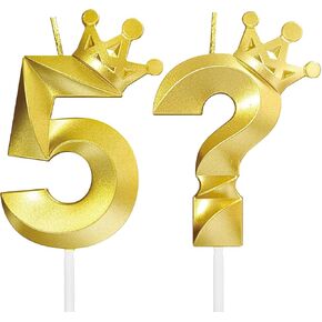 Thirties Birthday Candles for Cake - Number 3 & ? Crown Candles Add Mystery to Your Celebrations (White-3D-Crown-3?, 3D-Crown)