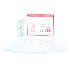 Blank Microscope Slides and Coverslips, 50Pcs Pre-Cleaned Blank Microscope Slides and 200Pcs 18mm Coverslips, for Microscopy Experiments and Analysis, Microscope Accessories. (A)