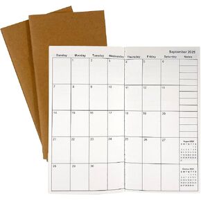 Travelers Notebook Inserts July 2024 - December 2025, Travelers Notebook Calendar, Weekly and Monthly Planner, Regular Size TN Journal, 8.3 x 4.3 inches, Set of 3