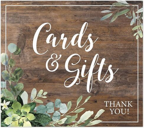 Cards And Gifts Event Sign / 6" x 8" Plastic Pedestal Wedding Sign / Classic Black And White Thank You Cards And Presents Table Top Sign / Made In The USA in Saudi Arabia