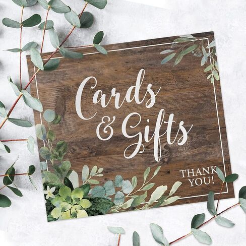 Cards And Gifts Event Sign / 6" x 8" Plastic Pedestal Wedding Sign / Classic Black And White Thank You Cards And Presents Table Top Sign / Made In The USA in Saudi Arabia