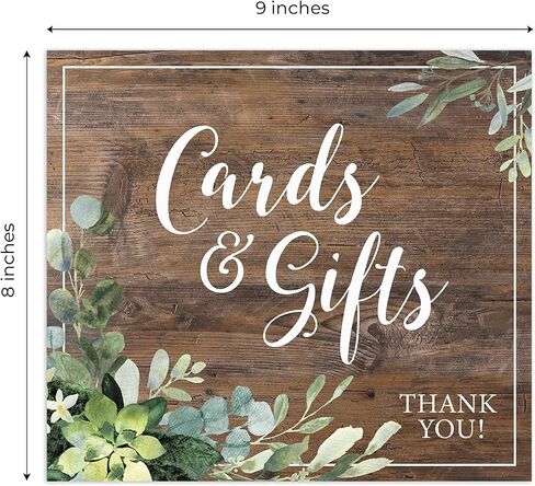 Cards And Gifts Event Sign / 6" x 8" Plastic Pedestal Wedding Sign / Classic Black And White Thank You Cards And Presents Table Top Sign / Made In The USA in Saudi Arabia