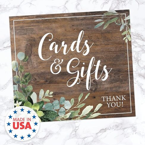 Cards And Gifts Event Sign / 6" x 8" Plastic Pedestal Wedding Sign / Classic Black And White Thank You Cards And Presents Table Top Sign / Made In The USA in Saudi Arabia