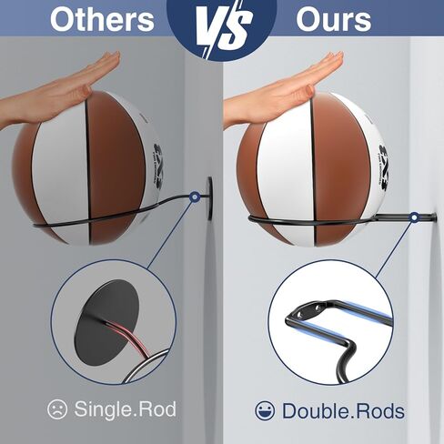 Basketball Holder Wall Mount: 4 Ball Wall Mount for Display, Ball Wall Storage Rack for Basketball, Soccer Ball, Volleyball, Football, Rugby, Ball Holder as Sports Room Decor in Saudi Arabia