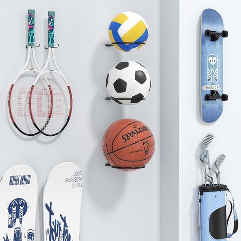 Basketball Holder Wall Mount: 4 Ball Wall Mount for Display, Ball Wall Storage Rack for Basketball, Soccer Ball, Volleyball, Football, Rugby, Ball Holder as Sports Room Decor in Saudi Arabia