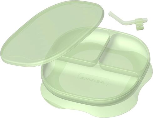 Suction Plates for baby, Divided Suction Plates for Toddler With lids and Straws, baby plates with suction for 6M+, Unflippable plates, Silicone suction plate for babies, Strong suction cup in Saudi Arabia