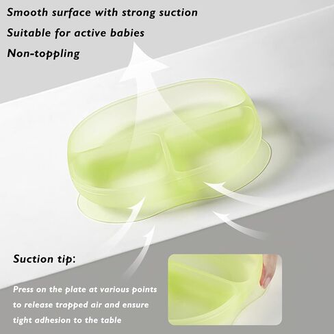 Suction Plates for baby, Divided Suction Plates for Toddler With lids and Straws, baby plates with suction for 6M+, Unflippable plates, Silicone suction plate for babies, Strong suction cup in Saudi Arabia