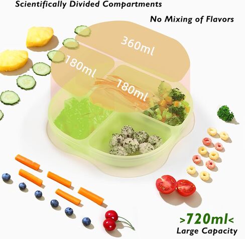 Suction Plates for baby, Divided Suction Plates for Toddler With lids and Straws, baby plates with suction for 6M+, Unflippable plates, Silicone suction plate for babies, Strong suction cup in Saudi Arabia