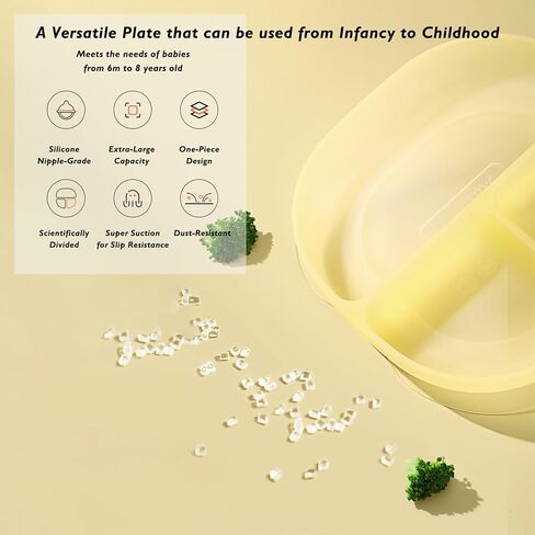Suction Plates for baby, Divided Suction Plates for Toddler With lids and Straws, baby plates with suction for 6M+, Unflippable plates, Silicone suction plate for babies, Strong suction cup in Saudi Arabia