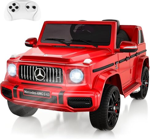 سيارة ركوب للأطفال 12 فولت، سيارة مرسيدس بنز G63 مرخصة من باتيكوين مع جهاز تحكم عن بعد، تعليق زنبركي، قفل أمان، ضوء LED، قرن، بلوتوث، AUX، سيارة كهربائية تعمل ببطارية الموسيقى للأطفال، أبيض in Kuwait
