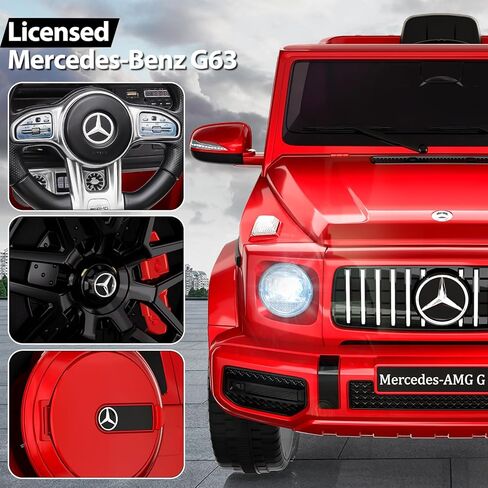 سيارة ركوب للأطفال 12 فولت، سيارة مرسيدس بنز G63 مرخصة من باتيكوين مع جهاز تحكم عن بعد، تعليق زنبركي، قفل أمان، ضوء LED، قرن، بلوتوث، AUX، سيارة كهربائية تعمل ببطارية الموسيقى للأطفال، أبيض in Kuwait
