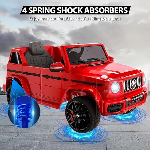 سيارة ركوب للأطفال 12 فولت، سيارة مرسيدس بنز G63 مرخصة من باتيكوين مع جهاز تحكم عن بعد، تعليق زنبركي، قفل أمان، ضوء LED، قرن، بلوتوث، AUX، سيارة كهربائية تعمل ببطارية الموسيقى للأطفال، أبيض in Kuwait