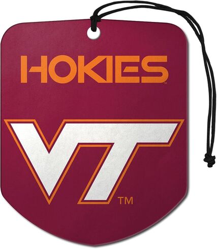 FANMATS 61639 NCAA Virginia Tech Hokies معطر هواء معلق للسيارة، عبوتان، رائحة ثلج أسود، مزيل للرائحة، تصميم درع مع شعار الفريق in Saudi Arabia