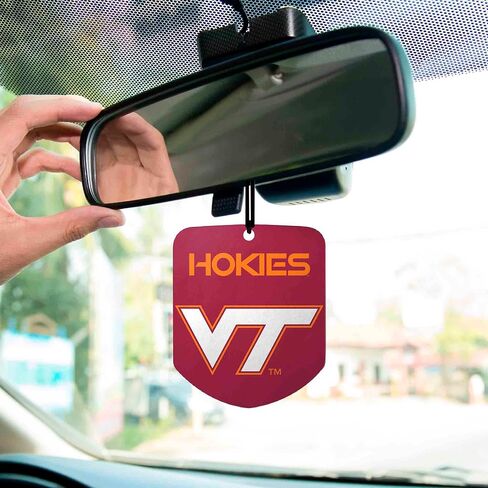 FANMATS 61639 NCAA Virginia Tech Hokies معطر هواء معلق للسيارة، عبوتان، رائحة ثلج أسود، مزيل للرائحة، تصميم درع مع شعار الفريق in Saudi Arabia