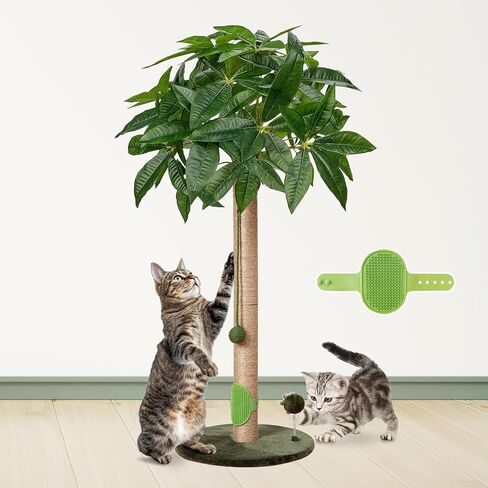 Cat Scratching Post 33" Tall Scratching Posts for Indoor Cats Adults with Sisal Rope, Dingling Balls and Spring Ball Cute Kitten Cat Tree Scratch Post in Saudi Arabia