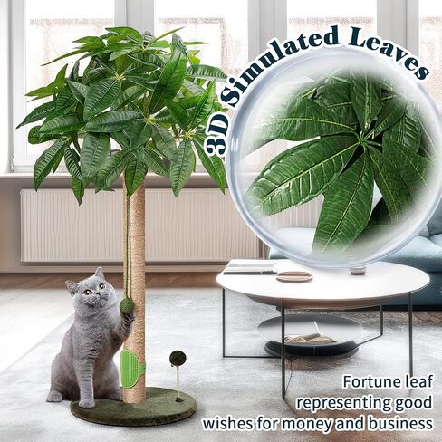 Cat Scratching Post 33" Tall Scratching Posts for Indoor Cats Adults with Sisal Rope, Dingling Balls and Spring Ball Cute Kitten Cat Tree Scratch Post in Saudi Arabia