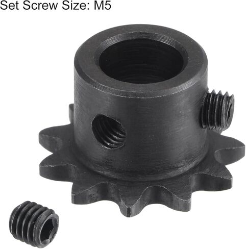 uxcell 11 Tooth Roller Sprocket B Type, #25 Chain, Single Strand 1/4" Pitch, 6mm Bore Black Oxide C45 Carbon Steel with Set Screws for ISO 04C in Saudi Arabia