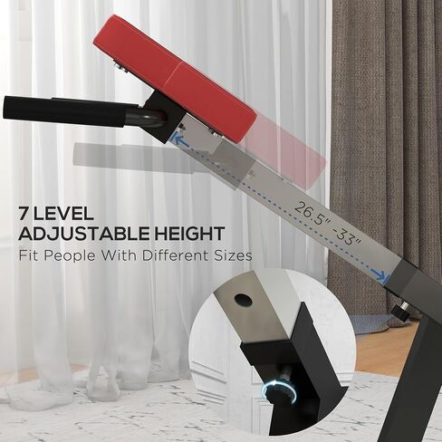 Soozier Roman Chair Back Extension Machine, Height Adjustable Hyperextension Bench with Dip Bars, Multi-Functional for Back, Core, Arms and Whole-Body Training in Saudi Arabia